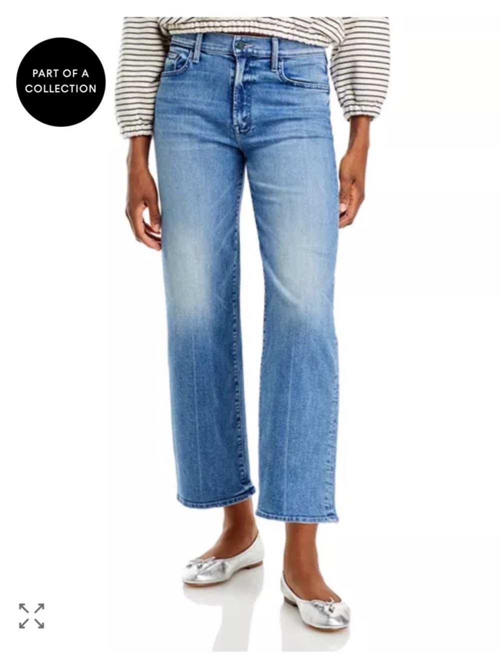 Mother rambler wide leg Jeans we the animals wash, mid blue, high rise, size 26